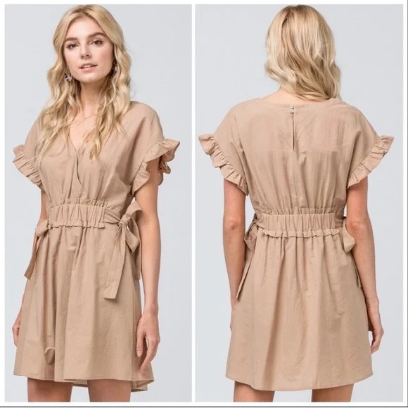 Cecilia Safari Taupe Gathered Waist Dress - Picture 6 of 6